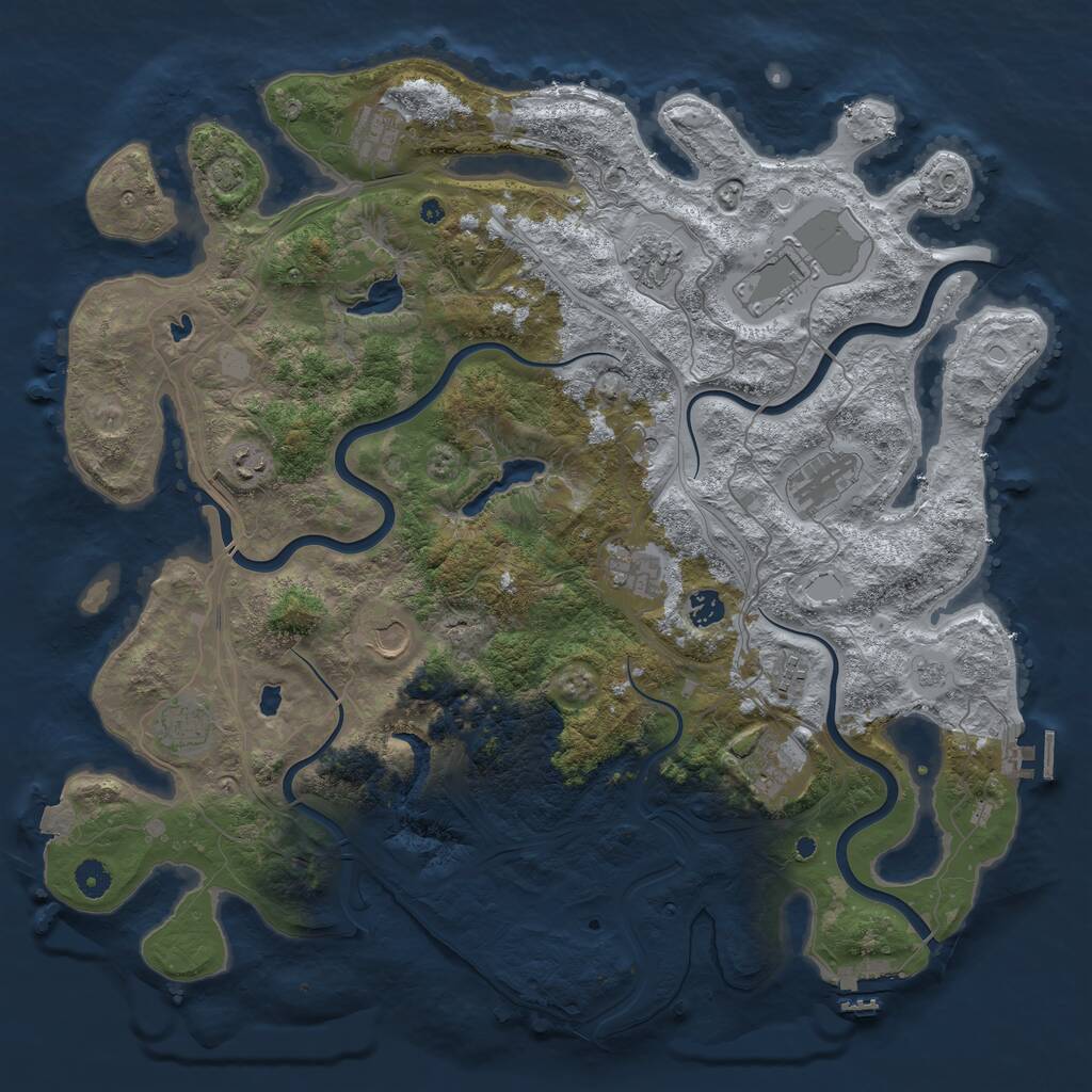 Rust Map: Procedural Map, Size: 4500, Seed: 1350927520, 17 Monuments