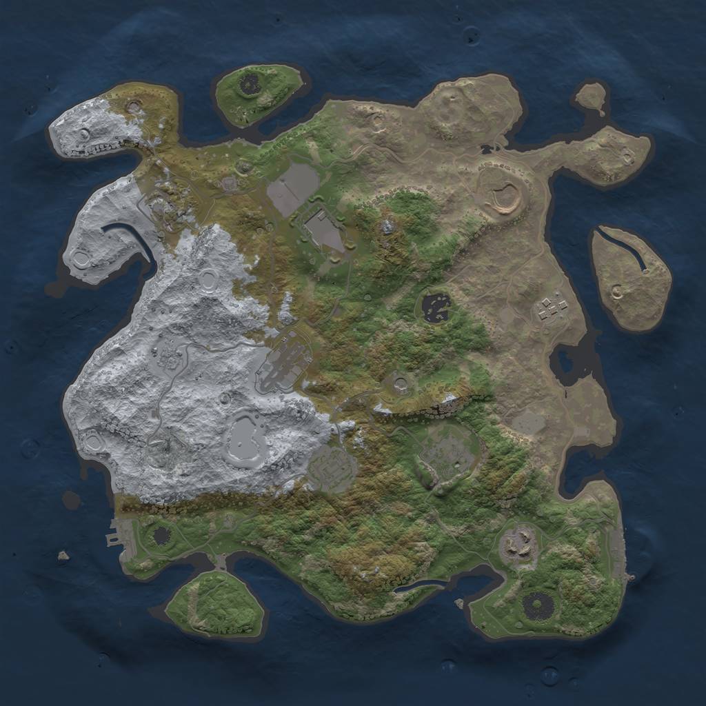 Rust Map: Procedural Map, Size: 3500, Seed: 886816611, 18 Monuments