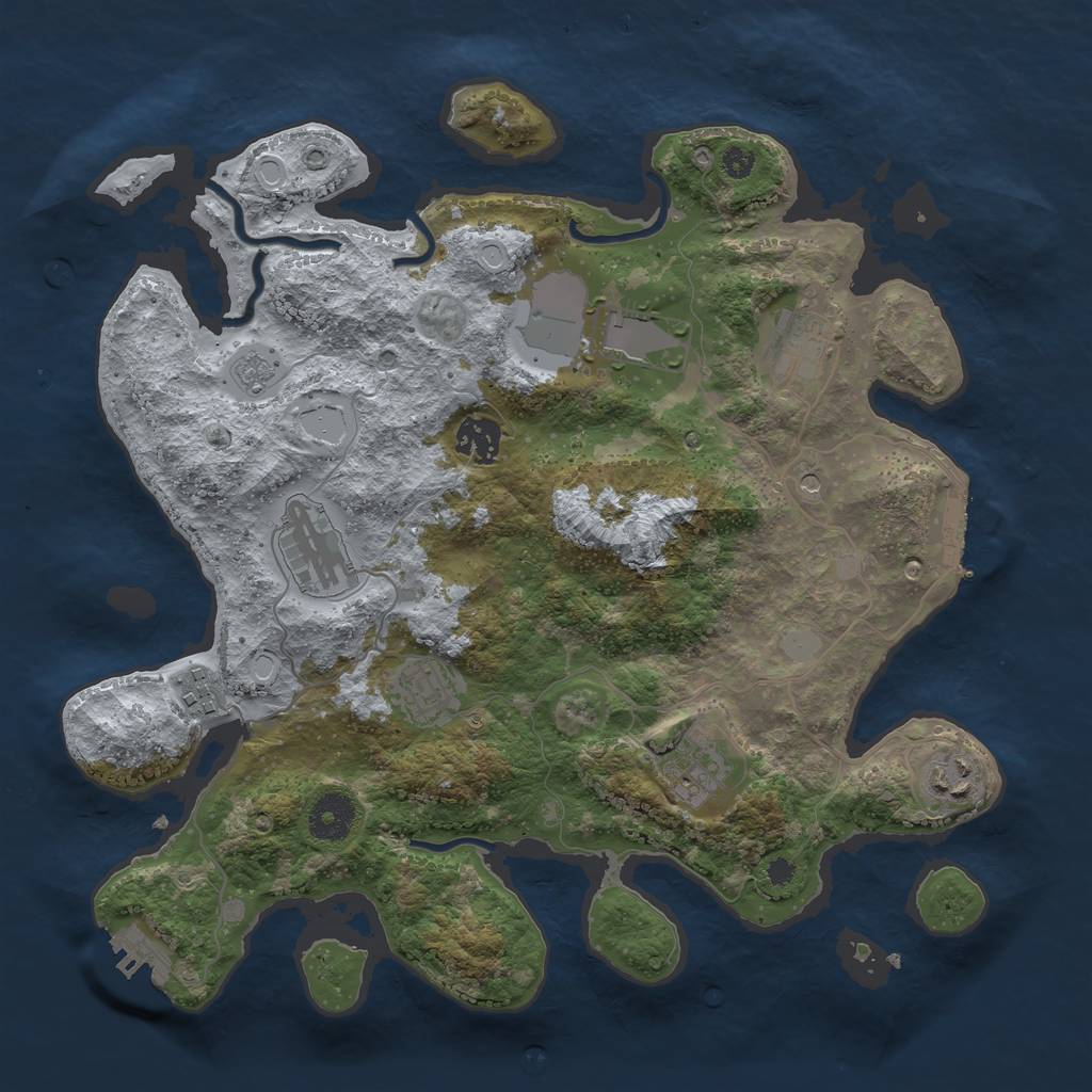 Rust Map: Procedural Map, Size: 3500, Seed: 8008, 17 Monuments