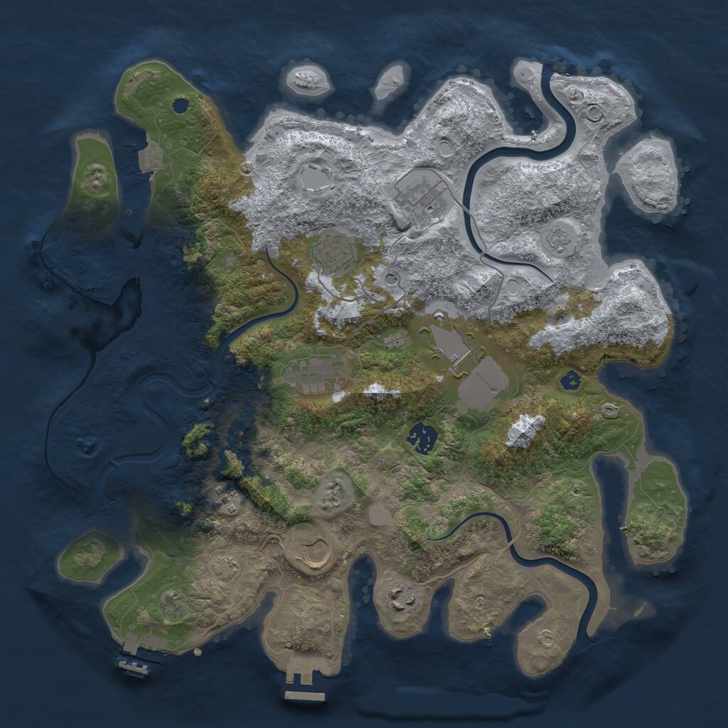 Rust Map: Procedural Map, Size: 3700, Seed: 974734, 14 Monuments