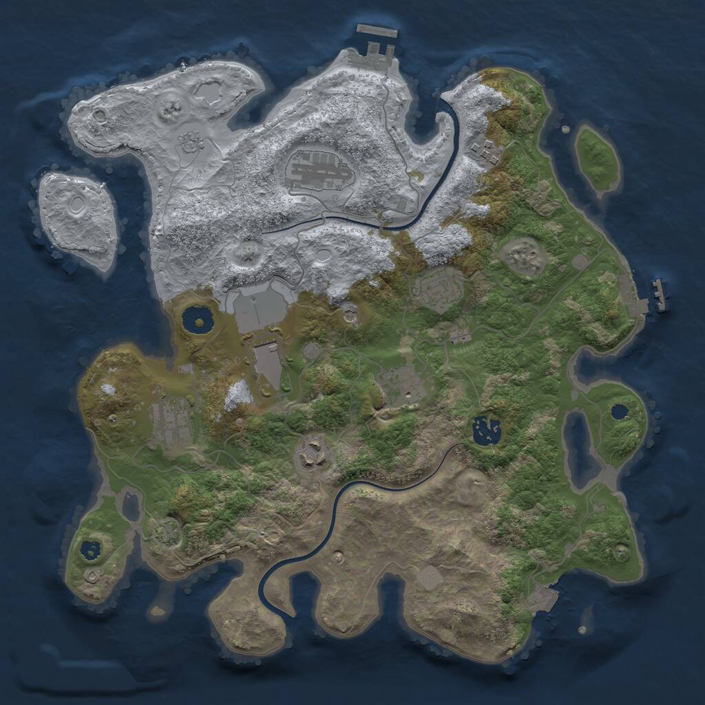 Rust Map: Procedural Map, Size: 3500, Seed: 77556245, 14 Monuments