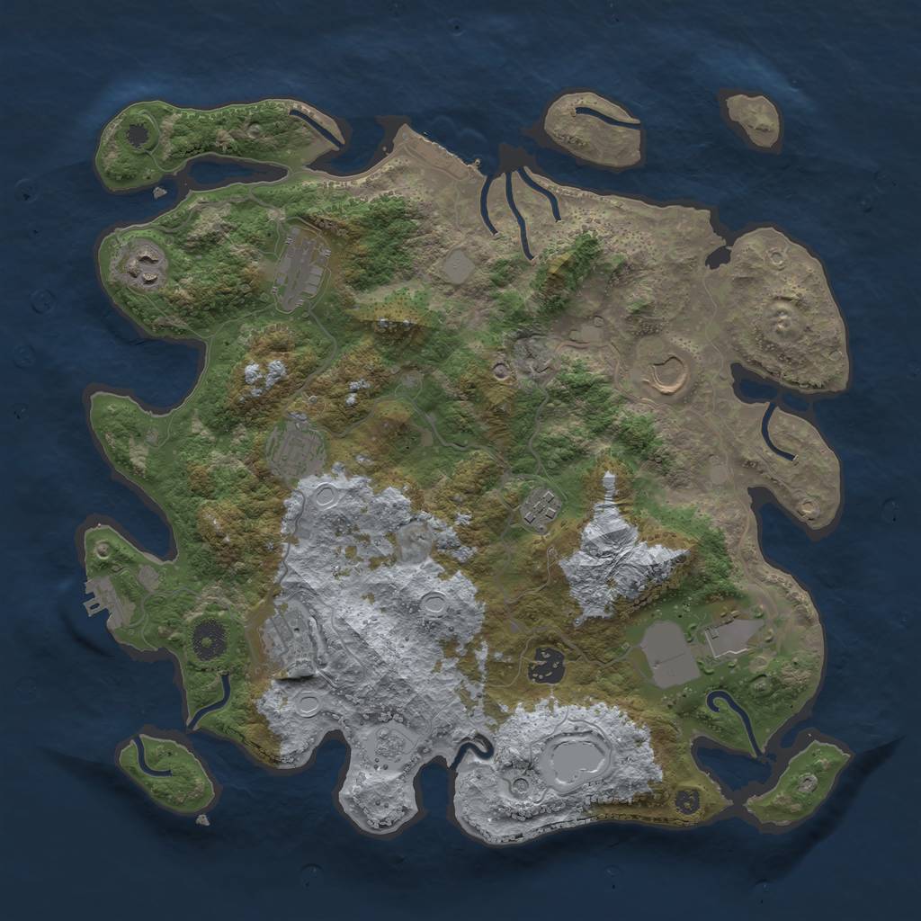 Rust Map: Procedural Map, Size: 3700, Seed: 594362, 17 Monuments