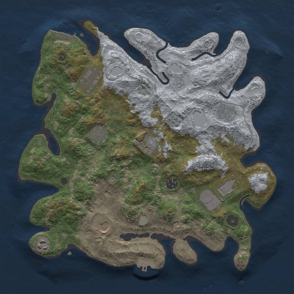 Rust Map: Procedural Map, Size: 3700, Seed: 309093, 18 Monuments