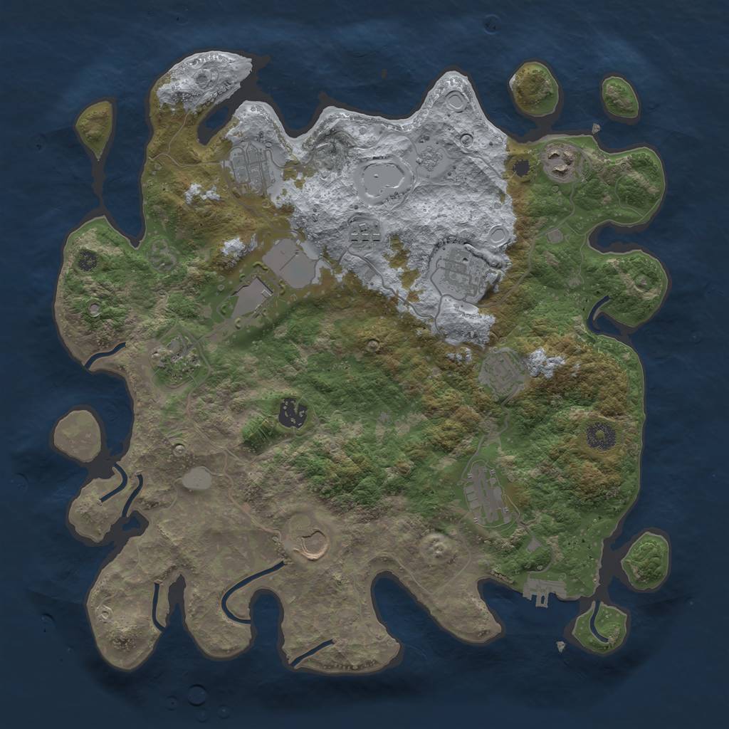 Rust Map: Procedural Map, Size: 3700, Seed: 386693, 17 Monuments