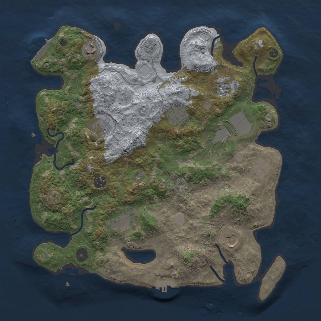 Rust Map: Procedural Map, Size: 3750, Seed: 1595739030, 17 Monuments