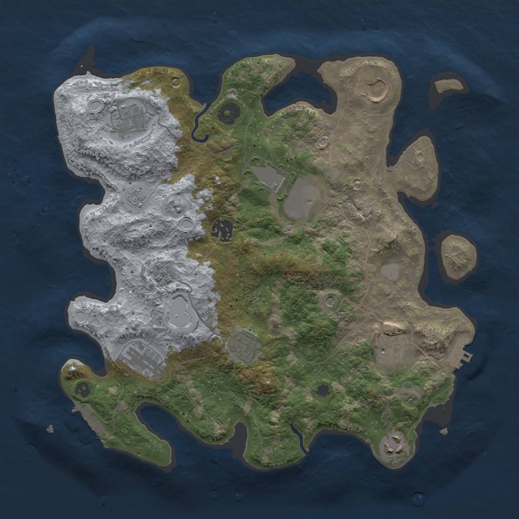 Rust Map: Procedural Map, Size: 3500, Seed: 1374409876, 18 Monuments