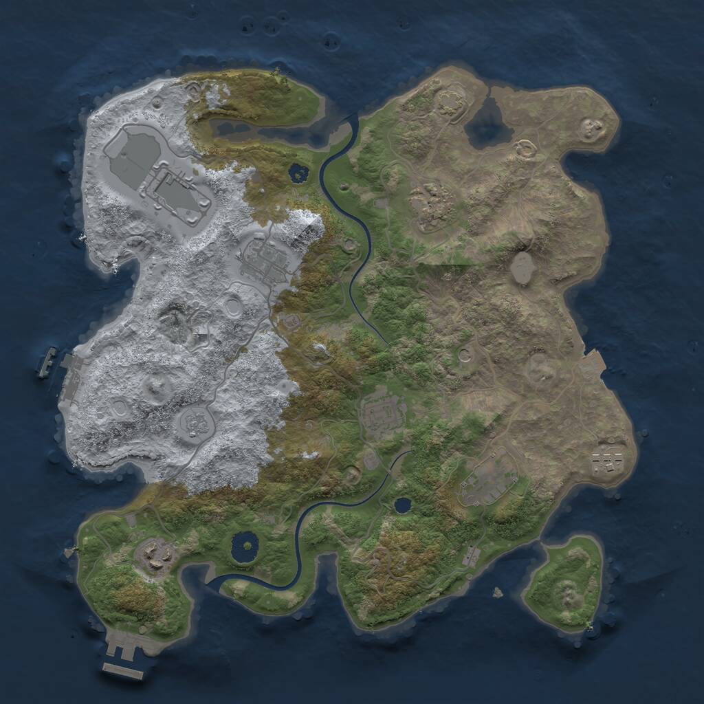 Rust Map: Procedural Map, Size: 3500, Seed: 760645, 13 Monuments