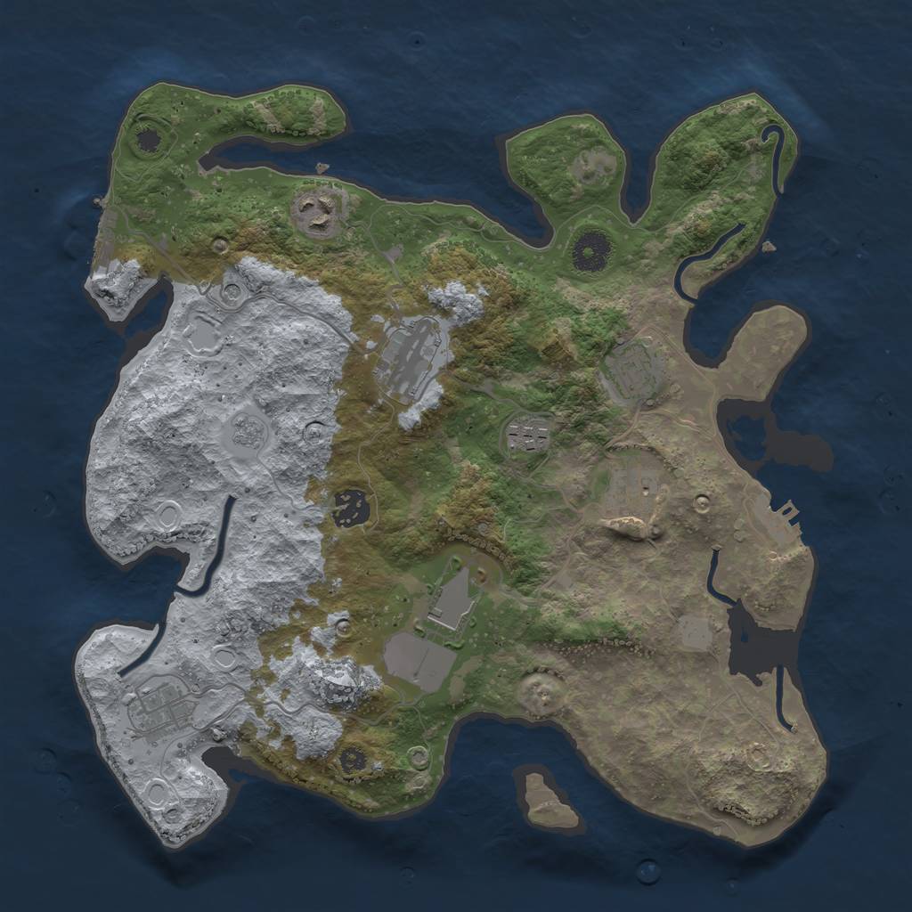 Rust Map: Procedural Map, Size: 3500, Seed: 1646541162, 17 Monuments