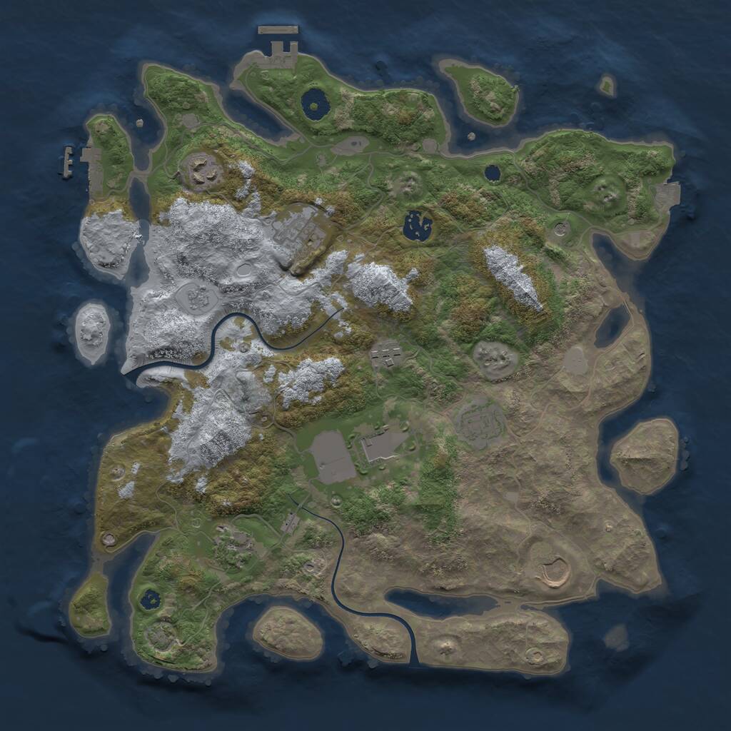 Rust Map: Procedural Map, Size: 3700, Seed: 797486372, 14 Monuments