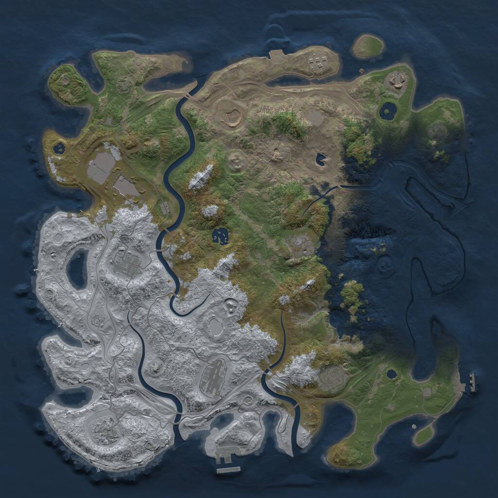 Rust Map: Procedural Map, Size: 4250, Seed: 379249137, 16 Monuments