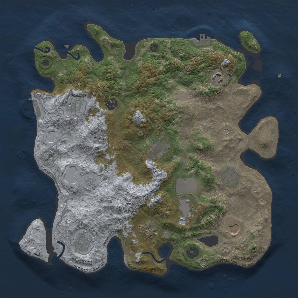 Rust Map: Procedural Map, Size: 3700, Seed: 258187, 19 Monuments
