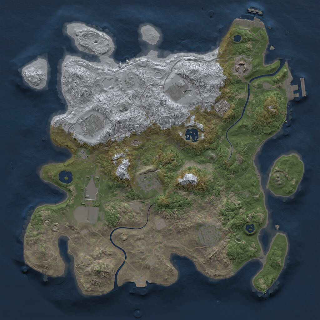 Rust Map: Procedural Map, Size: 3500, Seed: 157756445, 14 Monuments