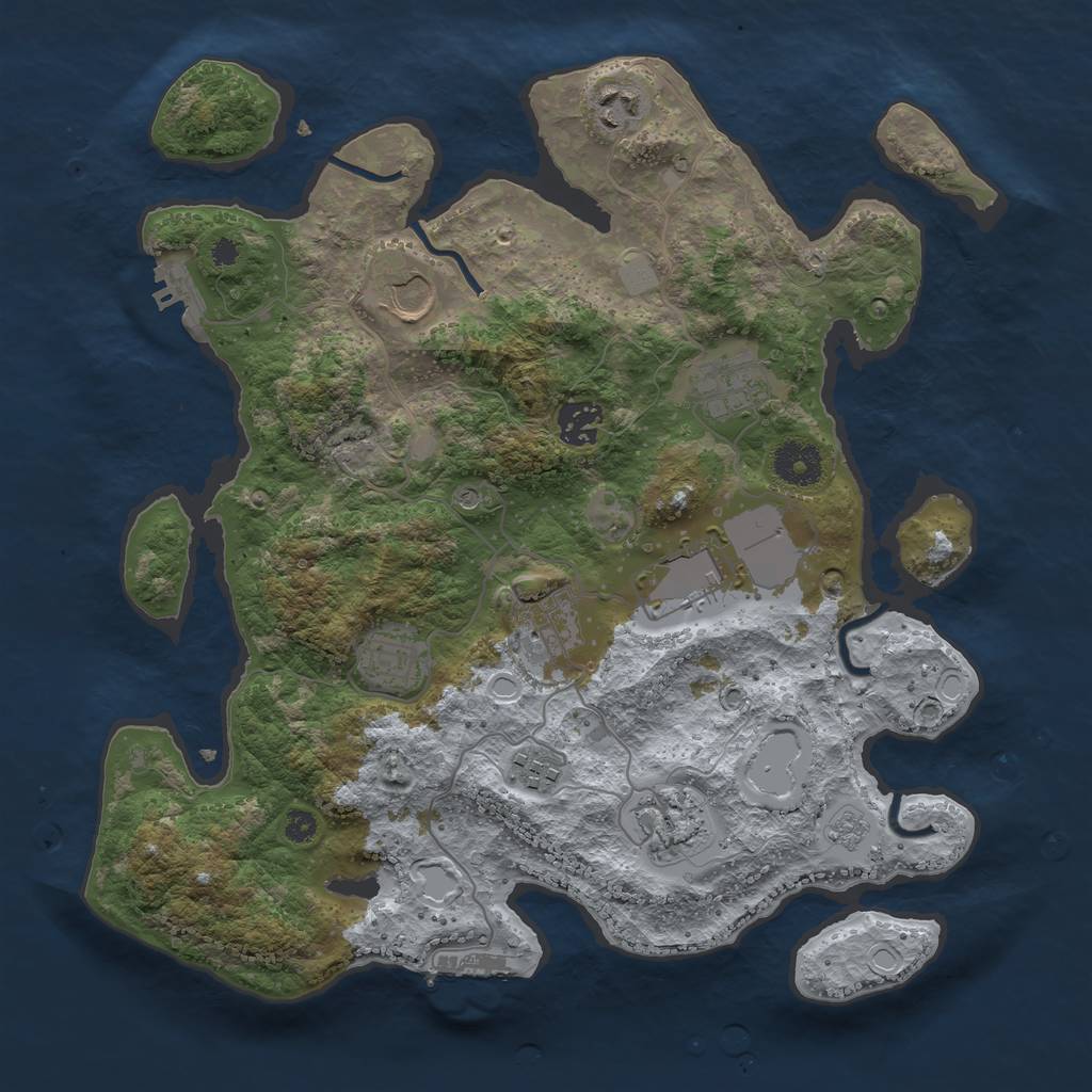 Rust Map: Procedural Map, Size: 3500, Seed: 629389627, 18 Monuments