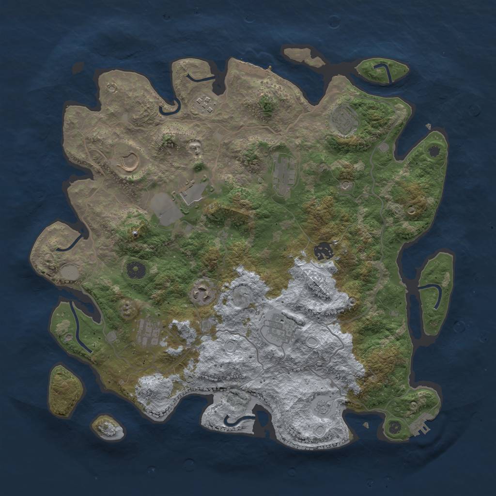 Rust Map: Procedural Map, Size: 4000, Seed: 53478919, 18 Monuments