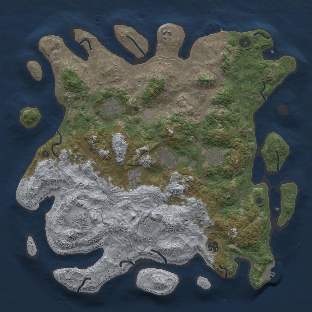 Rust Map: Procedural Map, Size: 4250, Seed: 1004190730, 18 Monuments