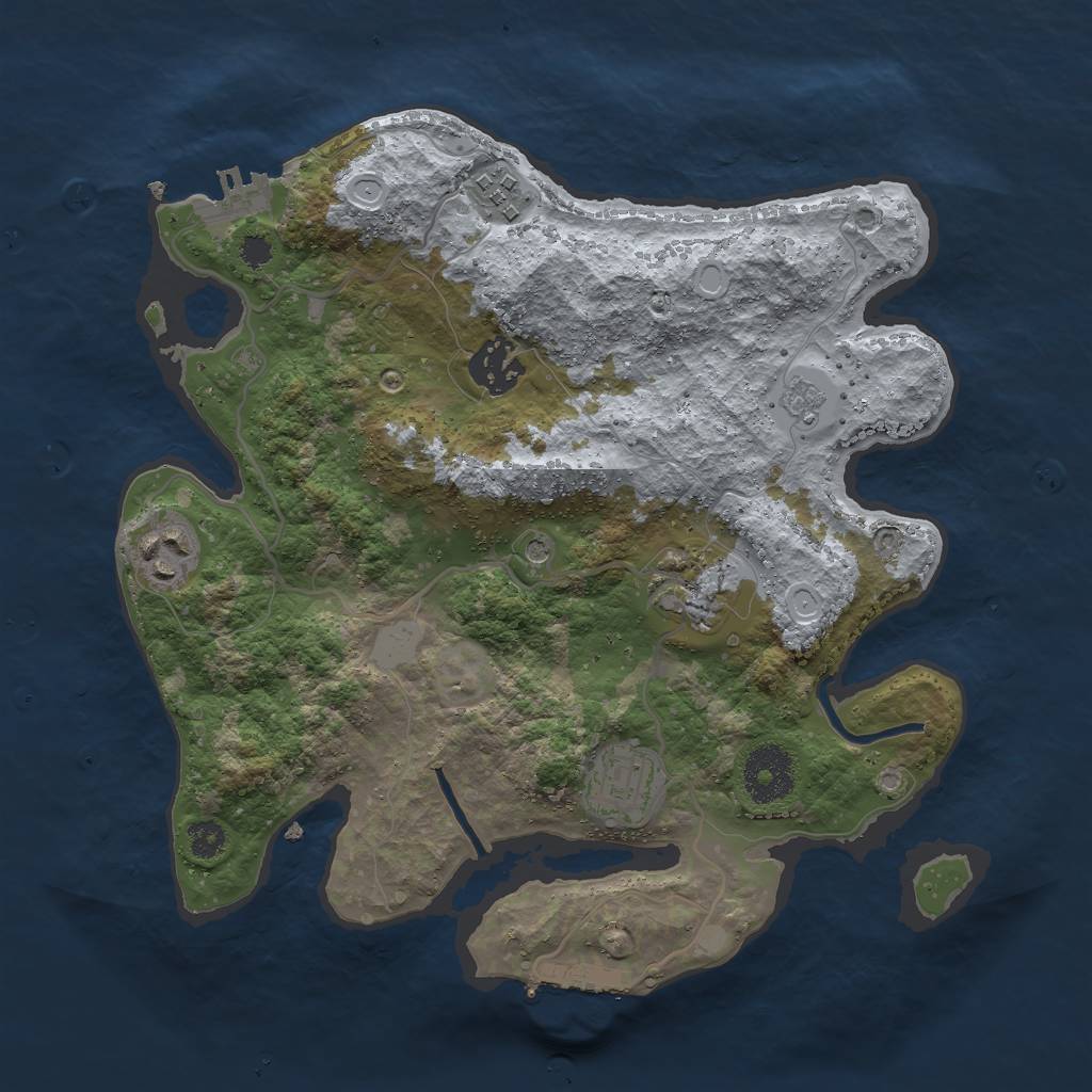Rust Map: Procedural Map, Size: 3000, Seed: 1674046820, 14 Monuments