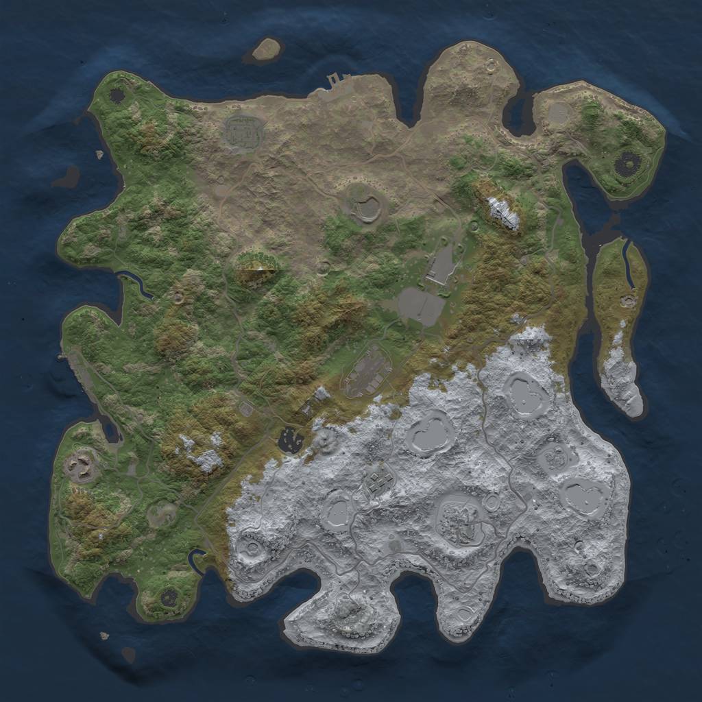 Rust Map: Procedural Map, Size: 4096, Seed: 14131313, 17 Monuments