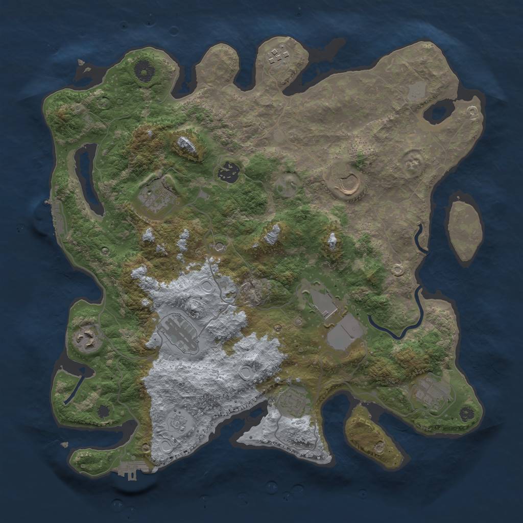 Rust Map: Procedural Map, Size: 3750, Seed: 106475981, 18 Monuments