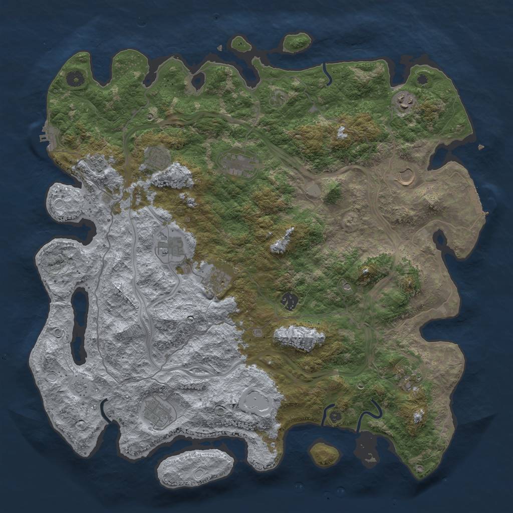 Rust Map: Procedural Map, Size: 4500, Seed: 959393801, 19 Monuments