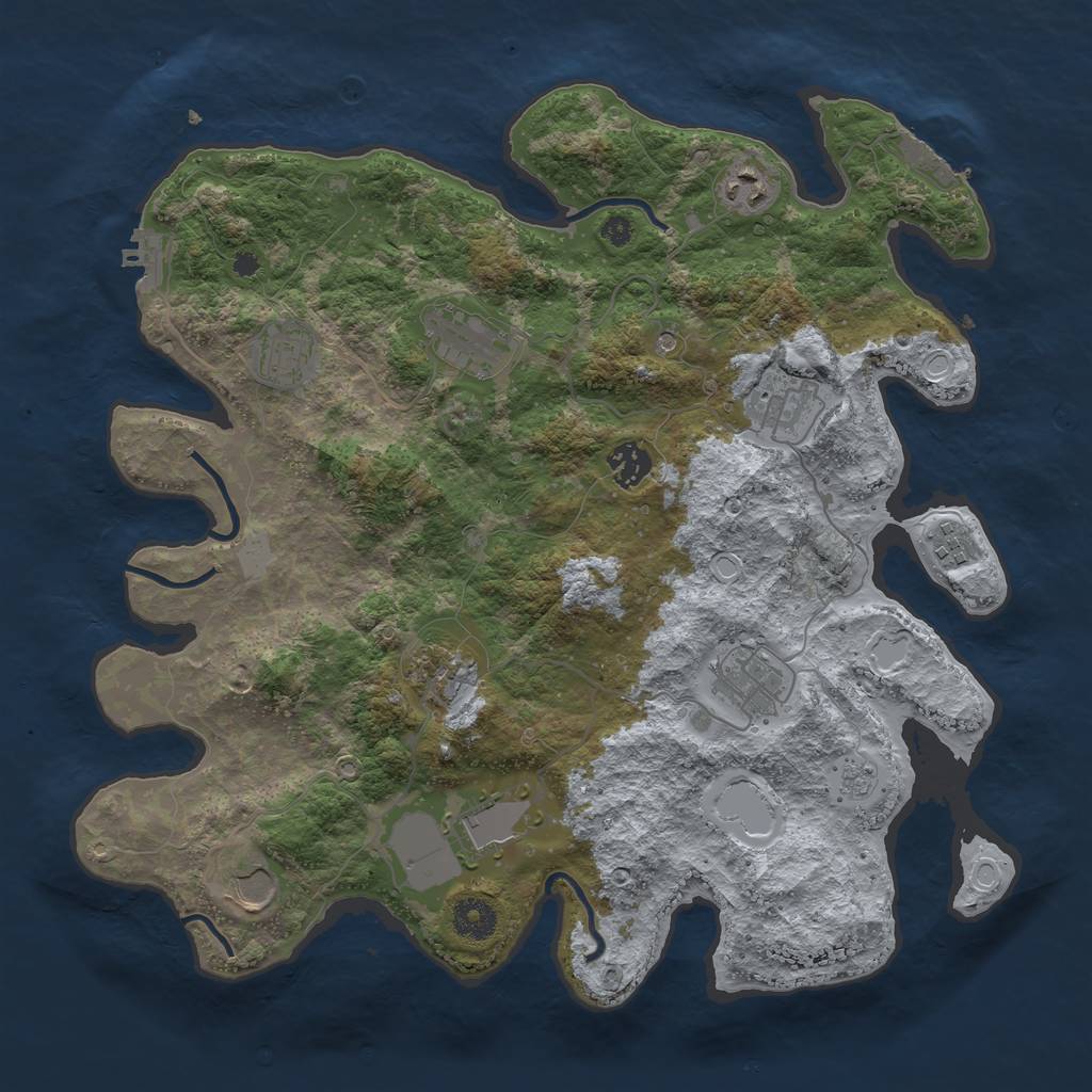 Rust Map: Procedural Map, Size: 3750, Seed: 52047521, 17 Monuments