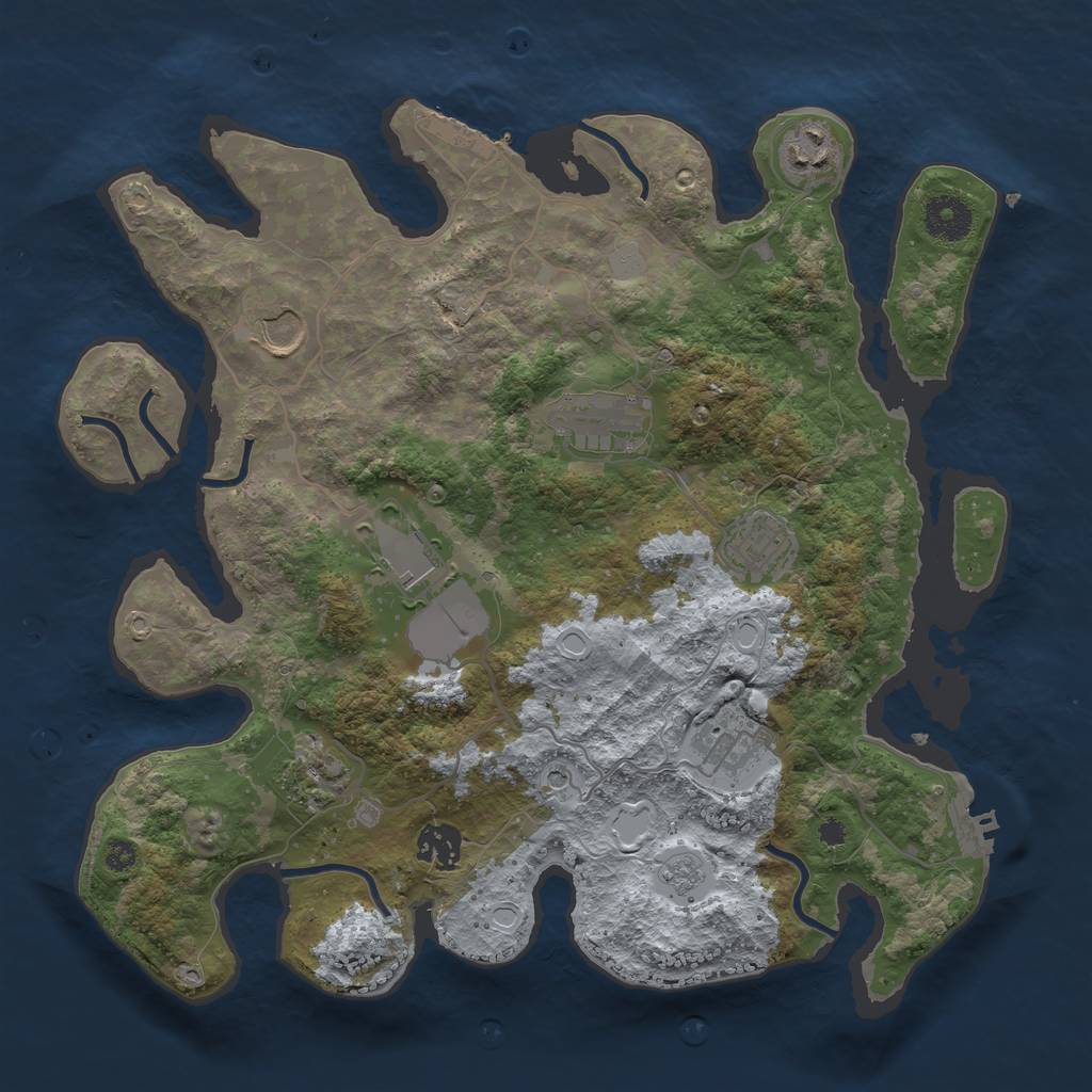 Rust Map: Procedural Map, Size: 3500, Seed: 1794430601, 15 Monuments