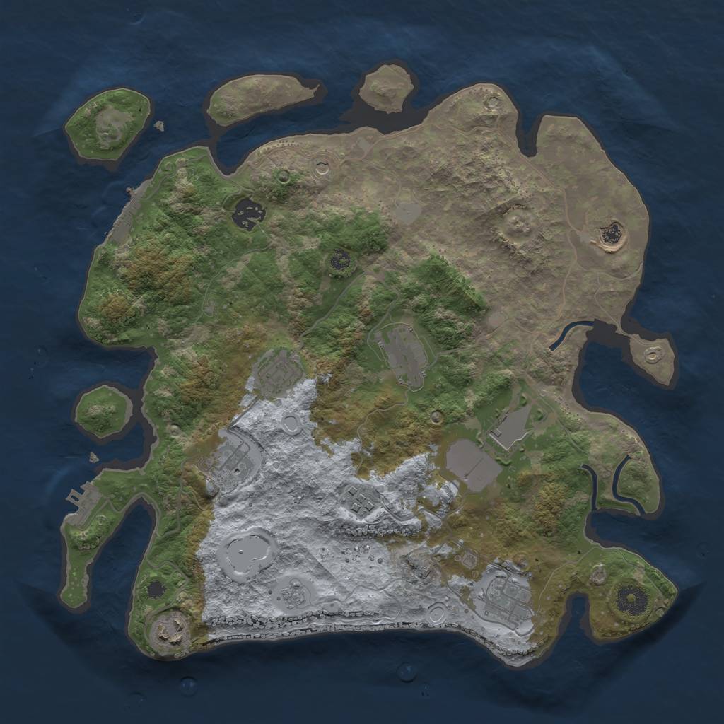 Rust Map: Procedural Map, Size: 3500, Seed: 6578, 18 Monuments