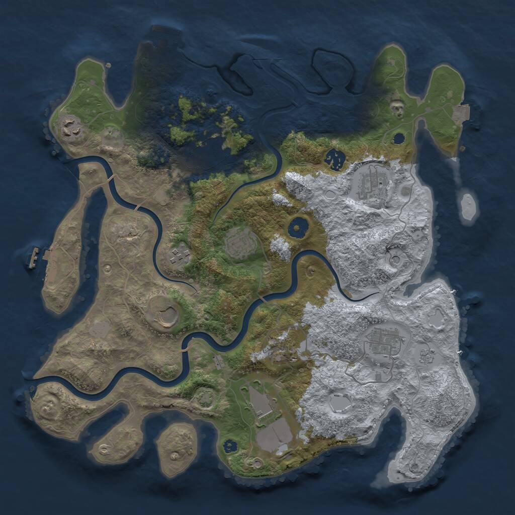 Rust Map: Procedural Map, Size: 3750, Seed: 4567987, 16 Monuments