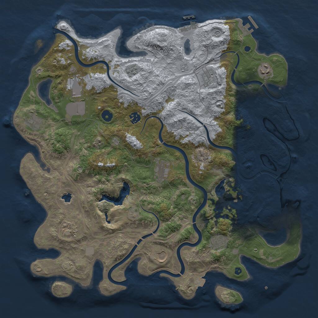 Rust Map: Procedural Map, Size: 4300, Seed: 249431, 16 Monuments