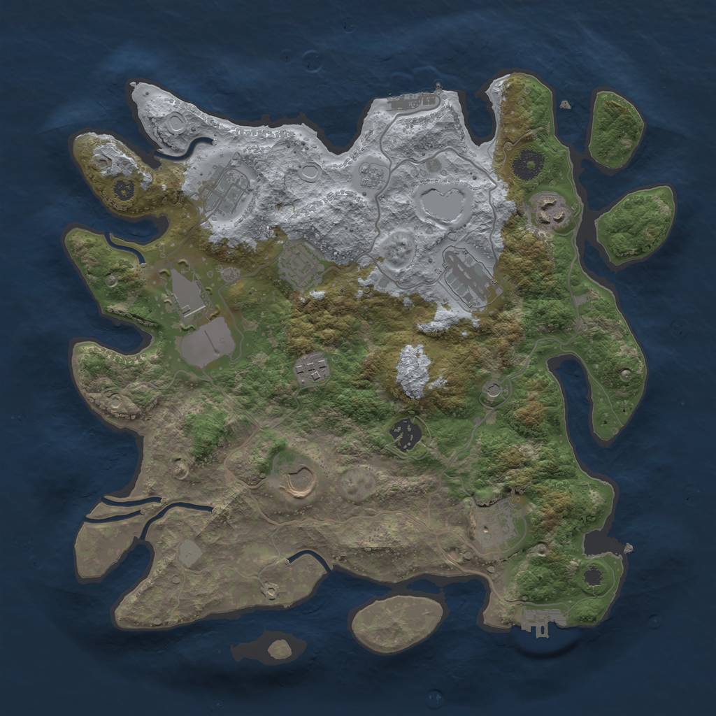 Rust Map: Procedural Map, Size: 3500, Seed: 58581965, 18 Monuments