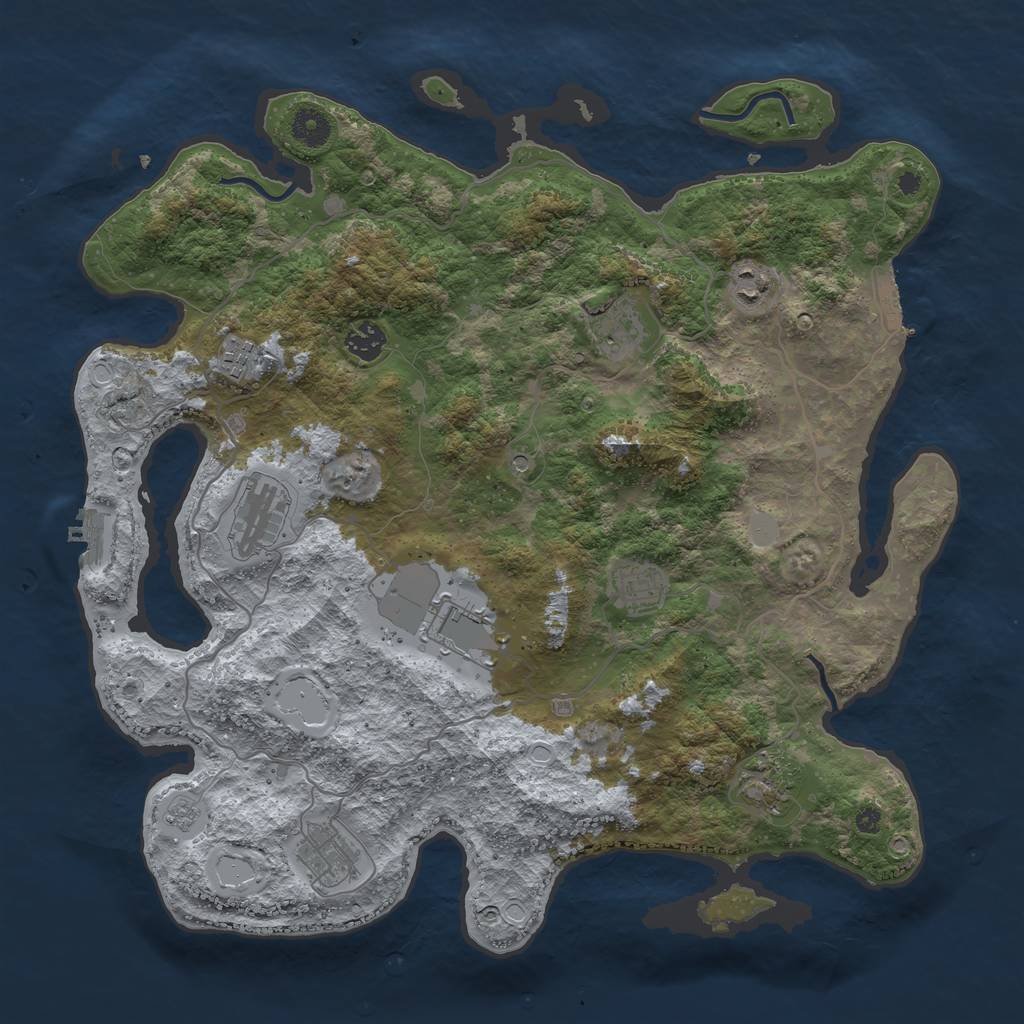 Rust Map: Procedural Map, Size: 4000, Seed: 387154831, 18 Monuments