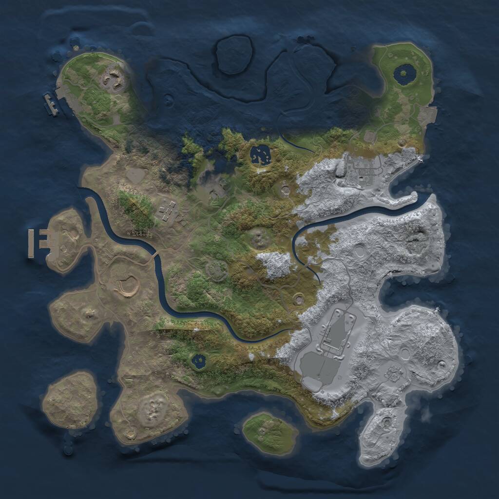 Rust Map: Procedural Map, Size: 3500, Seed: 9034933, 13 Monuments