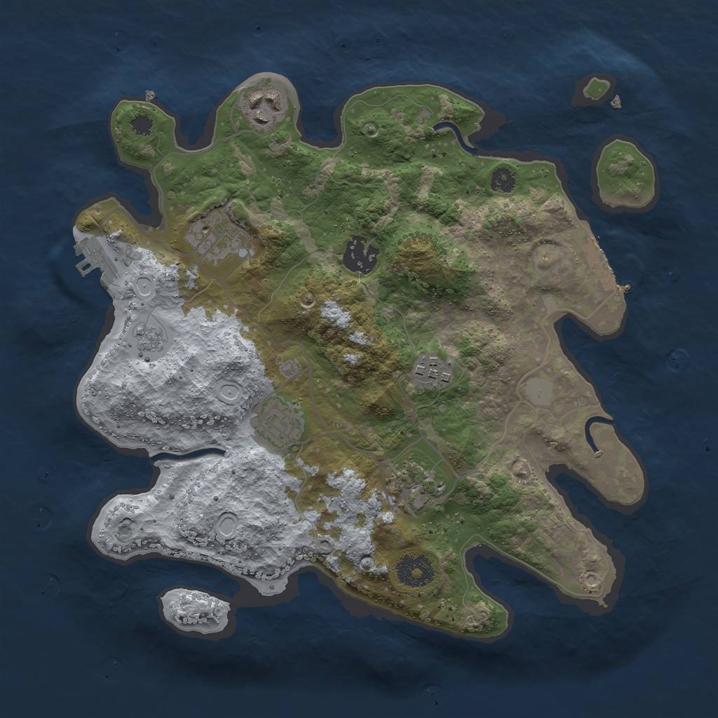 Rust Map: Procedural Map, Size: 3000, Seed: 1042936014, 14 Monuments