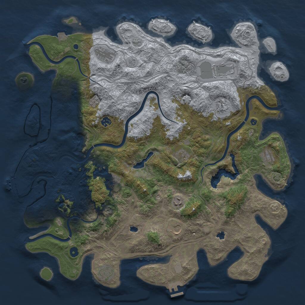 Rust Map: Procedural Map, Size: 4800, Seed: 862619976, 17 Monuments