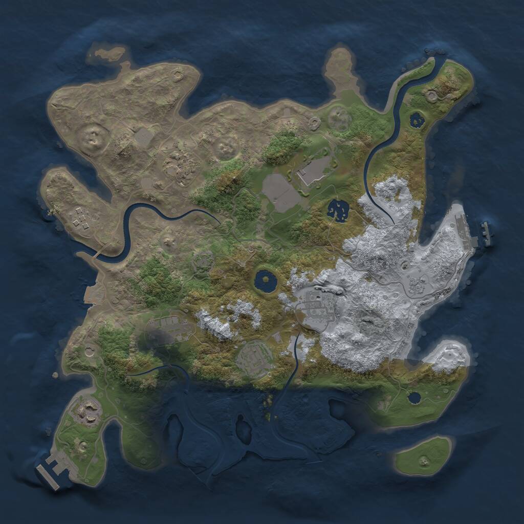 Rust Map: Procedural Map, Size: 3500, Seed: 46938208, 14 Monuments