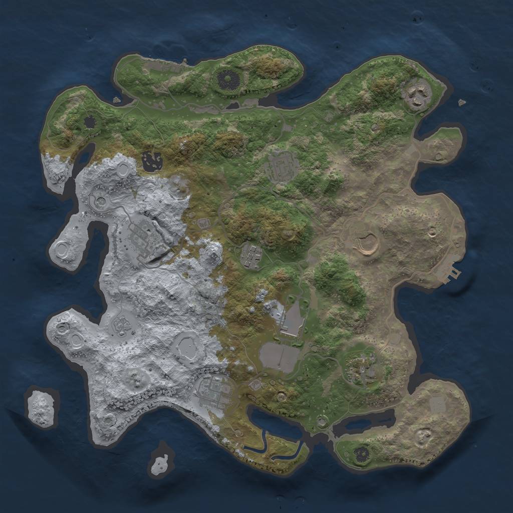 Rust Map: Procedural Map, Size: 3500, Seed: 12622880, 18 Monuments