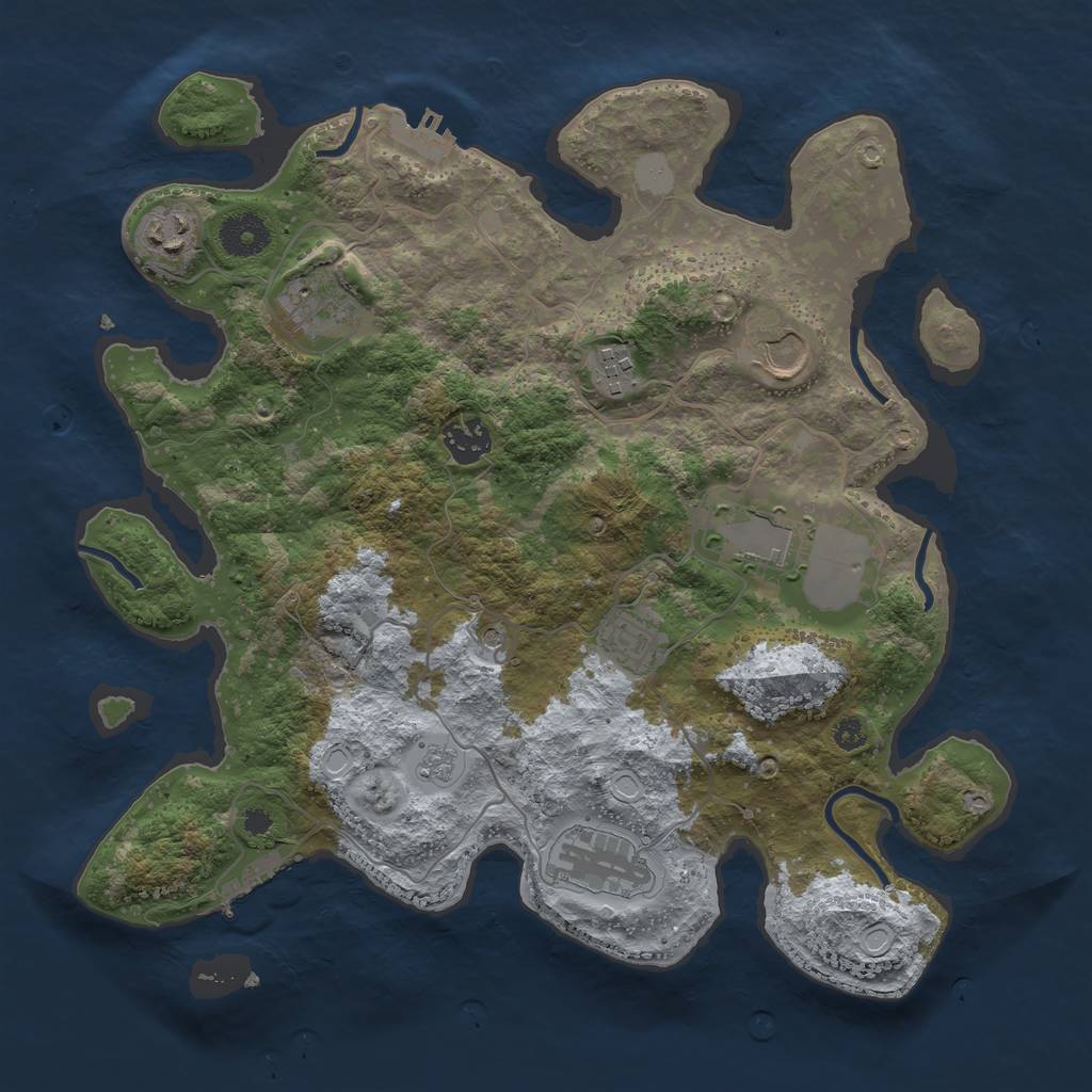 Rust Map: Procedural Map, Size: 3500, Seed: 1401953, 15 Monuments