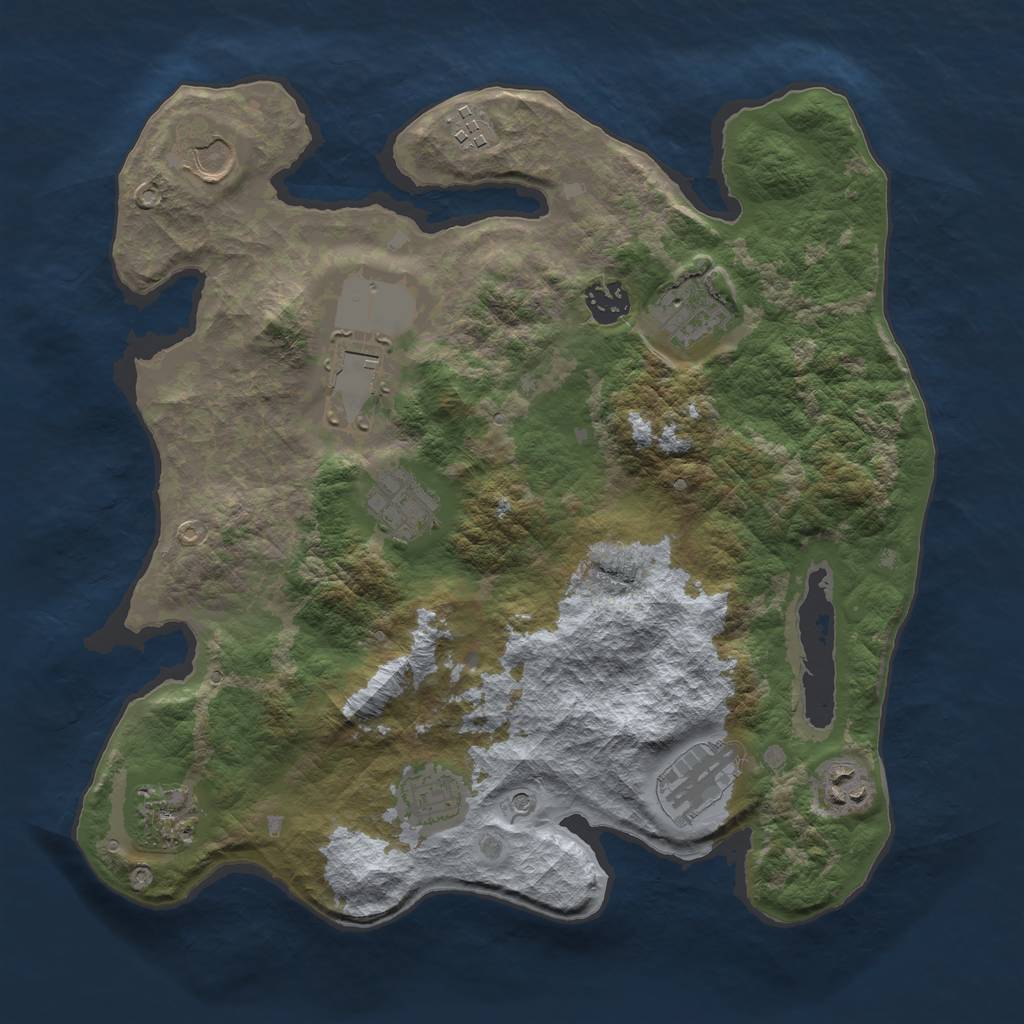 Rust Map: Barren, Size: 3500, Seed: 1865414071, 13 Monuments