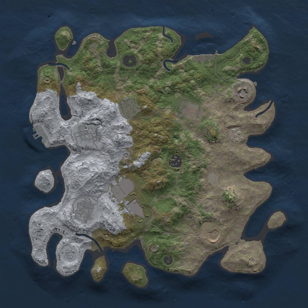 Rust Map: Procedural Map, Size: 3500, Seed: 41509083, 18 Monuments