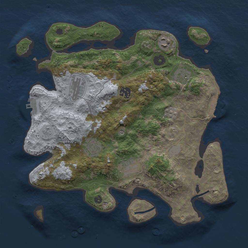 Rust Map: Procedural Map, Size: 3250, Seed: 1416098697, 16 Monuments