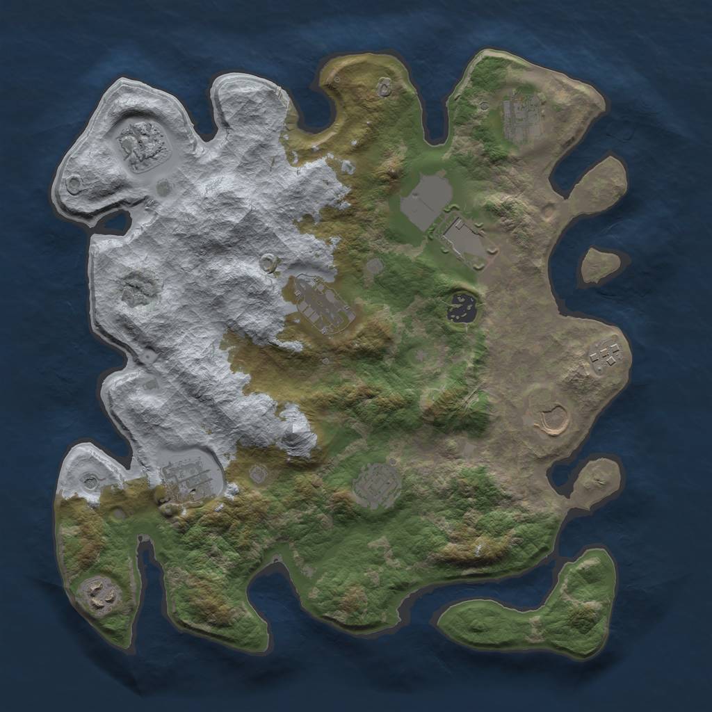 Rust Map: Barren, Size: 3500, Seed: 1414895626, 13 Monuments