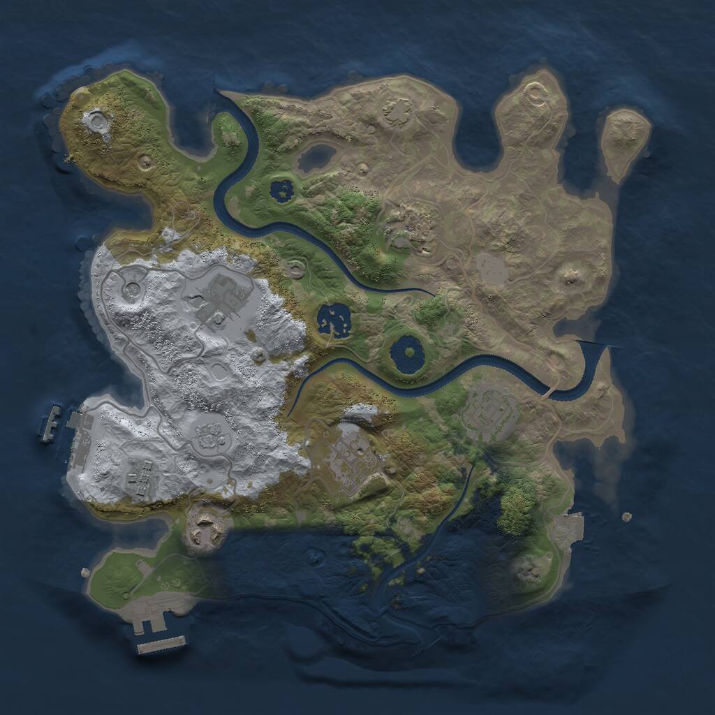 Rust Map: Procedural Map, Size: 3000, Seed: 2076385, 13 Monuments