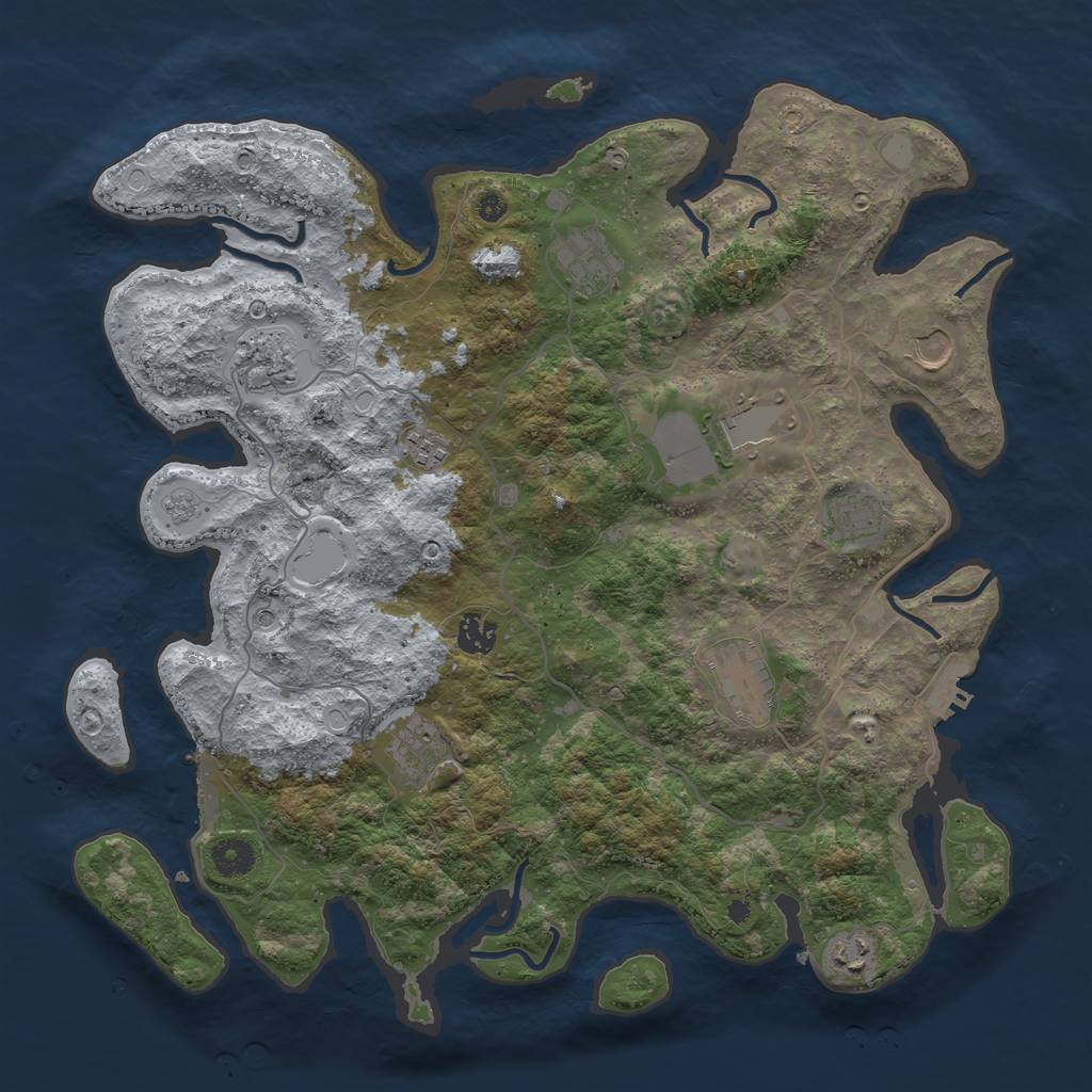 Rust Map: Procedural Map, Size: 4000, Seed: 4113, 19 Monuments