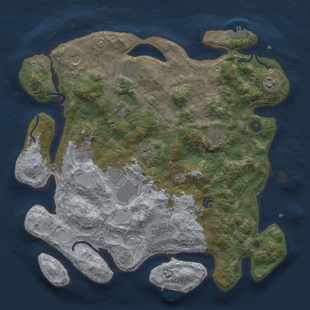Rust Map: Procedural Map, Size: 4000, Seed: 271623311, 19 Monuments