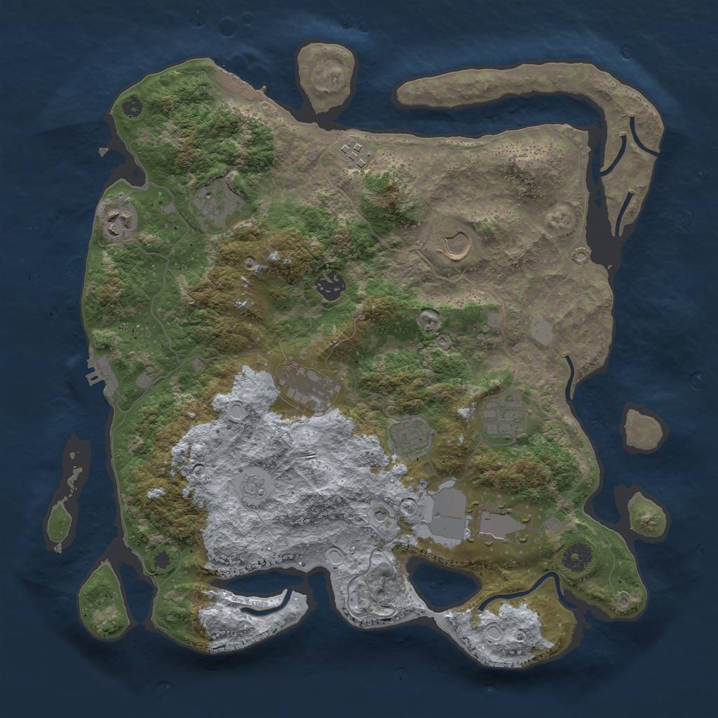 Rust Map: Procedural Map, Size: 3750, Seed: 77231569, 18 Monuments