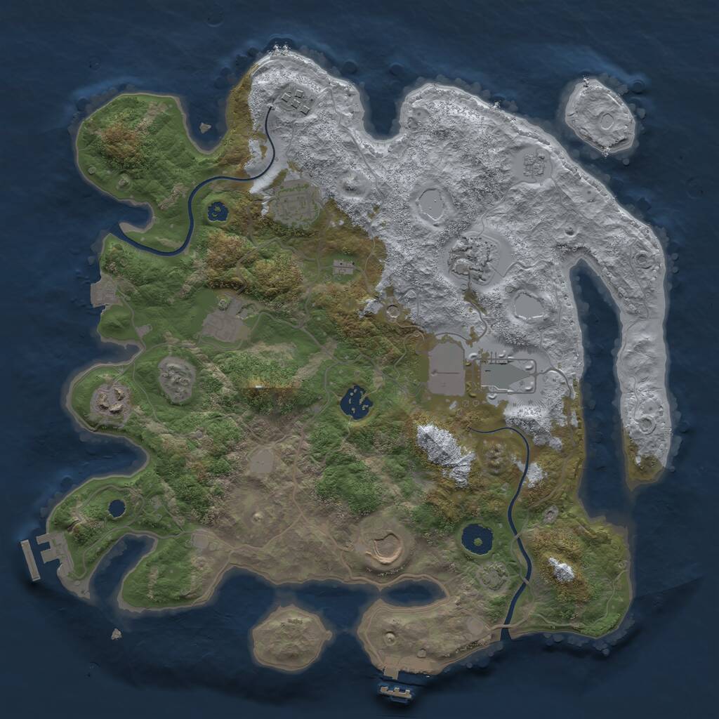 Rust Map: Procedural Map, Size: 3500, Seed: 909180903, 14 Monuments