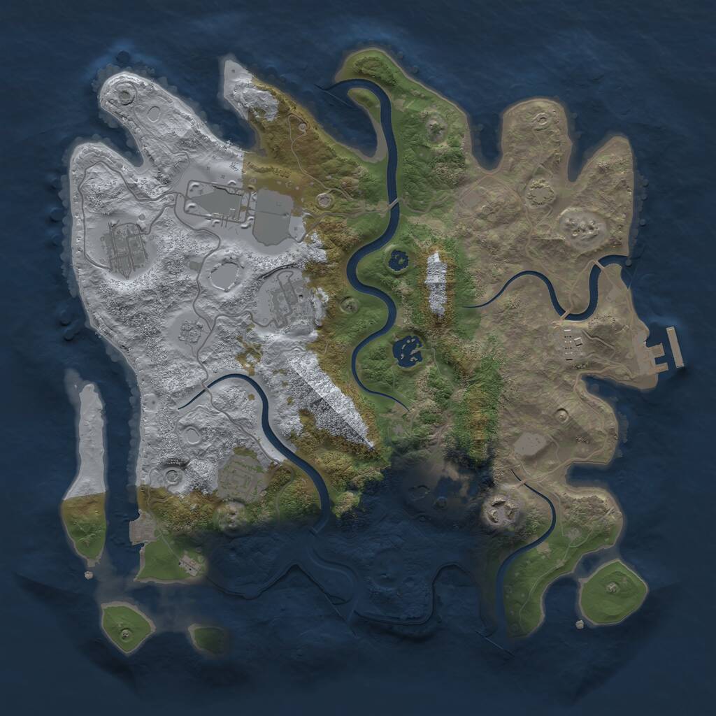 Rust Map: Procedural Map, Size: 3500, Seed: 31664468, 13 Monuments