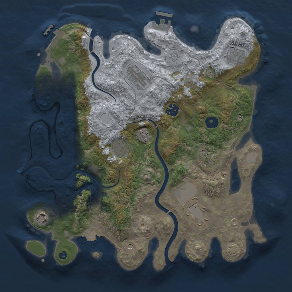 Rust Map: Procedural Map, Size: 3500, Seed: 692218278, 14 Monuments