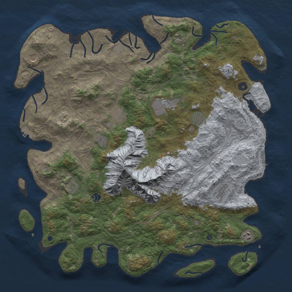 Rust Map: Procedural Map, Size: 5000, Seed: 164384095, 18 Monuments