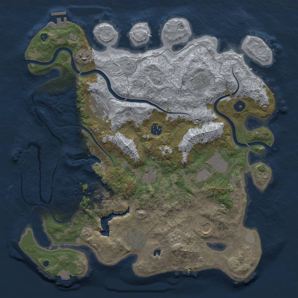 Rust Map: Procedural Map, Size: 4000, Seed: 200123, 15 Monuments