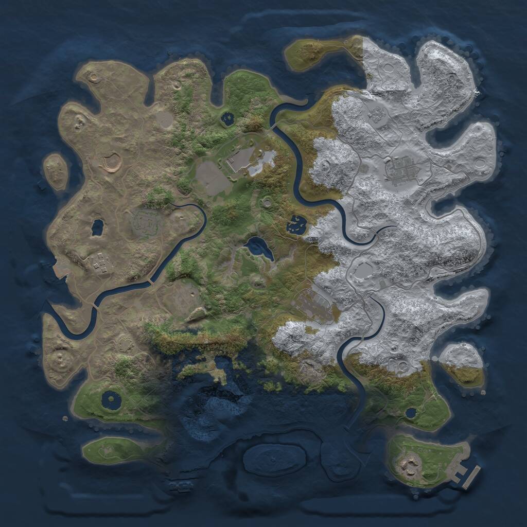 Rust Map: Procedural Map, Size: 4000, Seed: 69696, 15 Monuments